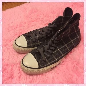 Rare plaid grey high top converse
